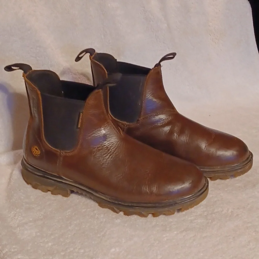 Wolverine waterproof slip resistant boots men's size 8.5 brown leather b…